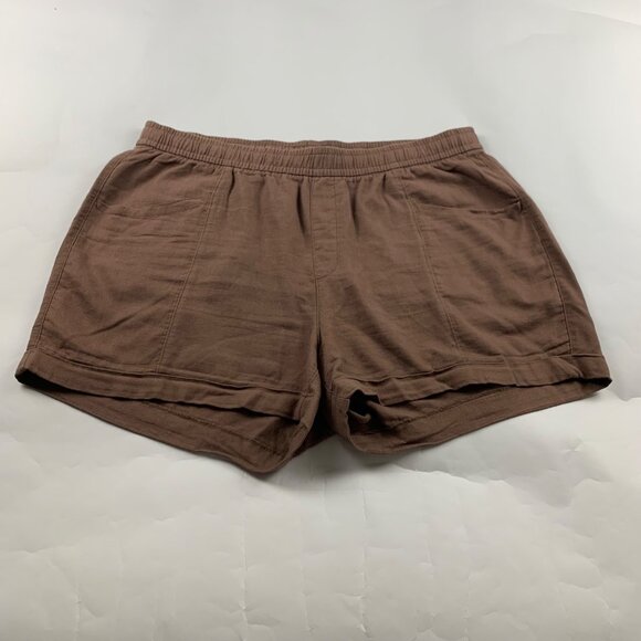 Old Navy Brown Linen Blend High Rise Pull On Shorts L - Picture 1 of 6